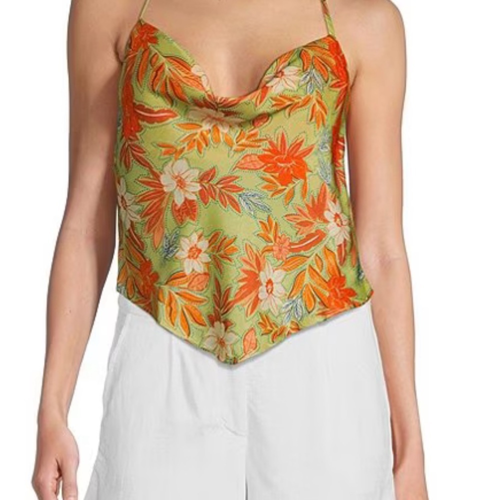 Floral Green and Orange Women's Top